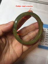 Load image into Gallery viewer, 53.2mm certified type A 100% Natural green/yellow with dark green floating flowers Jadeite Jade bangle PC104-9106
