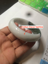 Load image into Gallery viewer, 54.8mm certified type A 100% Natural oily dark green/white(半山半水) chubby Jadeite Jade bangle C82-4436
