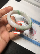 Load image into Gallery viewer, 53mm Certified Type A 100% Natural sunny green white(白底青) Jadeite Jade bangle BP45-3174
