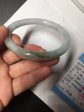 Load image into Gallery viewer, 55mm Certified Type A 100% Natural green white slim round cut Jadeite Jade bangle Y169-3693
