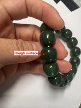 Load image into Gallery viewer, 13.7x13mm 100% Natural olive green/brown/black vintage style nephrite Hetian Jade bead bracelet HE95
