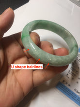 Load image into Gallery viewer, 55.2mm Certified Type A 100% Natural sunny green Jadeite Jade bangle AU6-4440
