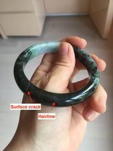 Load image into Gallery viewer, 58mm Certificate dark green/black/white sunny green/purple jadeite jade bangle BP27-4053
