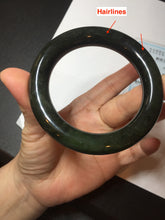 Load image into Gallery viewer, 54.7mm certified 100% Natural dark green/gray/black round cut Hetian nephrite Jade bangle HF78-0129
