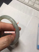 Load image into Gallery viewer, 54.5mm Certified type A 100% Natural  light green gray round cut Jadeite bangle PD37-9602
