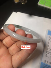 Load image into Gallery viewer, 卖了 55.5mm certificated Type A 100% Natural icy watery green/white slim round cut Jadeite Jade bangle BK69-9874
