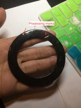 Load image into Gallery viewer, 51-52mm Certified Type A 100% Natural black (Wuji) flat style Jadeite Jade jingle bangle group w107
