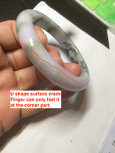 Load image into Gallery viewer, 56.3mm certified 100% natural Type A dark green/purple  jungle camouflage color jadeite jade bangle AX77-5285
