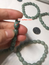 Load image into Gallery viewer, 9.8x8mm 100% natural type A light green blue olive(Lulutong) jadeite beads bracelet group Bp188
