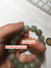 Load image into Gallery viewer, 12x10.7mm 100% Natural light green/yellow vintage style nephrite Hetian Jade bead bracelet HE98
