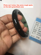 Load image into Gallery viewer, 58.8mm Certified 100% natural Type A sunny green dark green/black(绿水墨)  jadeite jade bangle PB56-9766
