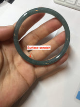 Load image into Gallery viewer, 57mm Certified Type A 100% Natural icy watery deep sea dark green/blue/gray/black Guatemala slim round cut Jadeite bangle PC80-7042
