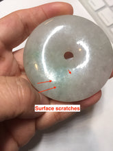 Load image into Gallery viewer, 56.6mm 100% Natural sunny green/purple/gray jadeite Jade Safety Guardian Button(donut) Pendant/worry stone F143
