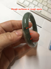 Load image into Gallery viewer, 57.4mm certified Type A 100% Natural dark green gray black white two tone(半山半水) Jadeite Jade bangle PB205-3354

