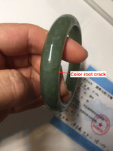 Load image into Gallery viewer, 57.7mm certified Type A 100% Natural oliy dark green/black Jadeite Jade bangle BL121-9425
