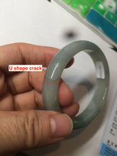 Load image into Gallery viewer, 50.5mm Certified Type A 100% Natural dark green/gray oval Jadeite Jade bangle AT93-2862
