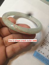 Load image into Gallery viewer, 52.6 mm certified type A 100% Natural sunny green/white round cut Jadeite Jade bangle AX120-7552
