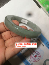 Load image into Gallery viewer, 55.2mm certified type A 100% Natural light green/gray square style Jadeite Jade bangle AX78-5249
