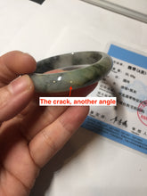 Load image into Gallery viewer, 49mm certified Type A 100% Natural icy watery yellow black(WuJi) oval Jadeite Jade bangle BM113-2674
