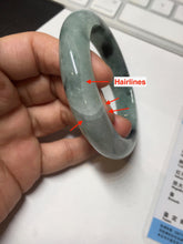 Load image into Gallery viewer, 56.5mm Certified Type A 100% Natural icy watery light green dark green chubby Jadeite Jade bangle BP36-8907
