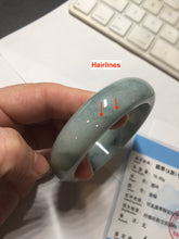 Load image into Gallery viewer, 54mm certified 100% natural Type A green white with green floating flowers chubby jadeite bangle PB245-9551
