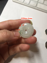 Load image into Gallery viewer, 26.5mm Type A 100% Natural icy watery light green white Jadeite Jade Safety Guardian Button donuts Pendant PC116
