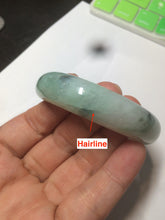 Load image into Gallery viewer, 48.5mm Certified Type A 100% Natural icy light green/white oval Jadeite Jade bangle K101-1696
