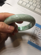 Load image into Gallery viewer, 57.7mm certified 100% natural type A sunny green/black jadeite jade bangle AU52-0234
