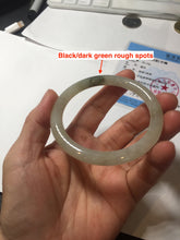 Load image into Gallery viewer, 54mm Certified type A 100% Natural light green dark green floating seaweed round cut Jadeite bangle PC138-6617
