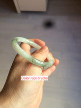 Load image into Gallery viewer, 55mm Certified type A 100% Natural light green/white  round cut Jadeite bangle BH4-0415
