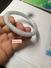 Load image into Gallery viewer, 56.3mm Certified 100% Natural type A green/purple vintage twist style Jadeite Jade bangle AY65-7982

