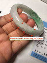 Load image into Gallery viewer, 47mm certified 100% natural Type A sunny green white oval jadeite jade bangle BP49-9340
