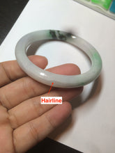 Load image into Gallery viewer, 57.5mm Certified 100% natural Type A icy sunny green/white/purple round cut jadeite jade bangle K107-2845
