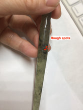 Load image into Gallery viewer, 13.5cm 100% Natural light green black gray carved bamboo Xiu Jade Serpentine hairpin AW32
