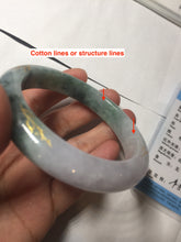 Load image into Gallery viewer, 57.9mm 100% Natural type A dark greenpurple carved and golden-painted Jadeite Jade bangle BP168-0261
