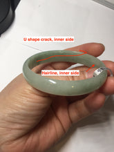 Load image into Gallery viewer, 52mm Certified Type A 100% Natural icy watery light green Jadeite Jade oval bangle Q128-7341
