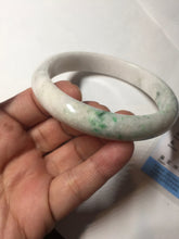 Load image into Gallery viewer, 63.5mm Certified Type A 100% Natural sunny green/white Jadeite Jade bangle BL12-4022
