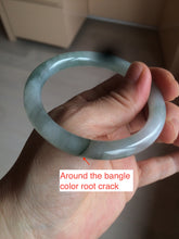 Load image into Gallery viewer, 53.5mm certified 100% natural icy watery light green/gray round cut jadeite jade bangle B101-9885
