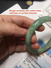 Load image into Gallery viewer, 58.4mm Certified Type A 100% Natural sunny green gray Jadeite Jade bangle PA117-9894
