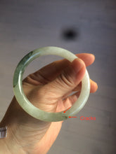 Load image into Gallery viewer, 54.5mm Certified type A 100% Natural icy watery dark green/white round cut Jadeite bangle BG74-0417
