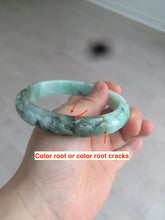 Load image into Gallery viewer, 62.5mm Certified Type A 100% Natural sunny green/brown/black vintage style with carved flowers Jadeite Jade bangle AY28-7571
