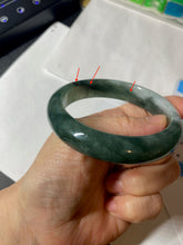 Load image into Gallery viewer, 卖了  57.7mm Certified Type A 100% Natural oily dark green/black/white Jadeite Jade bangle AM86-0393
