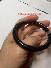 Load image into Gallery viewer, 55.5mm Certified Type A 100% Natural black (Wuji) slim round cut Jadeite Jade bangle PC43-2572

