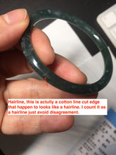 Load image into Gallery viewer, 51.3mm Certified Type A 100% Natural deep sea green/gray/black with flying snow slim round cut Guatemala Jadeite bangle BM1-4455
