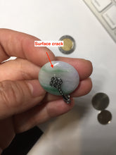 Load image into Gallery viewer, 23.5/4.9mm Type A 100% Natural light purple yellow Jadeite Jade Safety Guardian Button donuts Pendant BP115
