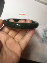 Load image into Gallery viewer, 63mm certified 100% Natural dark green(碧玉) black nephrite Jade bangle HF107-0882
