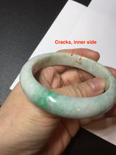 Load image into Gallery viewer, 56mm Certified type A 100% Natural sunny green/white Jadeite bangle AY87-3479
