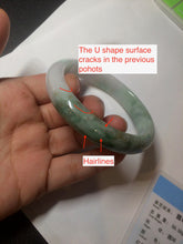 Load image into Gallery viewer, 60mm certified 100% natural type A sunny green white  jadeite jade bangle BG1-1730
