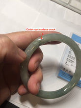 Load image into Gallery viewer, 57mm Certified type A 100% Natural  light green gray round cut Jadeite bangle PD39-9585
