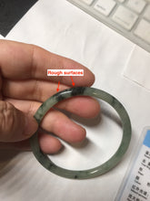 Load image into Gallery viewer, 55.6mm Certified Type A 100% Natural green/black/gray with dark green floating flowers slim round cut Jadeite bangle PD45-5754
